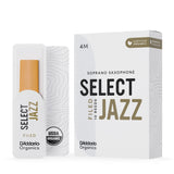 D'Addario Organic Select Jazz Filed Soprano Sax Reeds Strength 4 Medium, 10-pack
