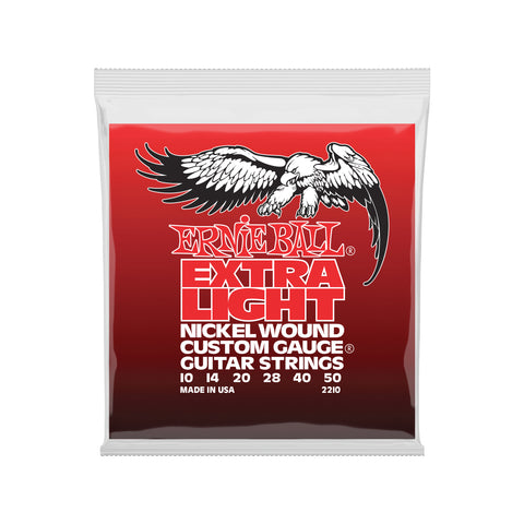 Ernie Ball Extra Light Nickel Wound w/ wound G Electric Guitar Strings - 10-50