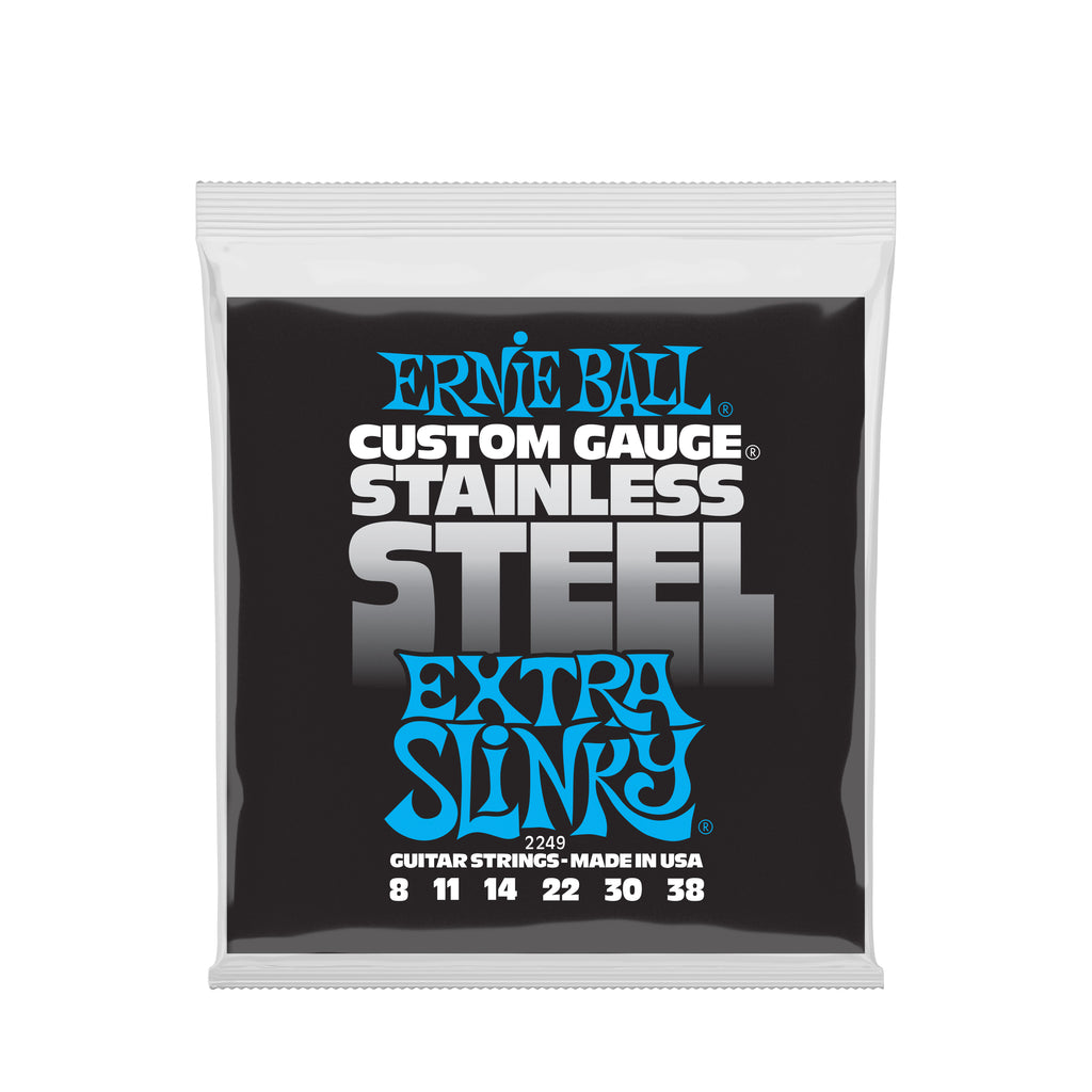 Ernie Ball Extra Slinky Stainless Steel Wound Electric Guitar Strings 8-38 Gauge