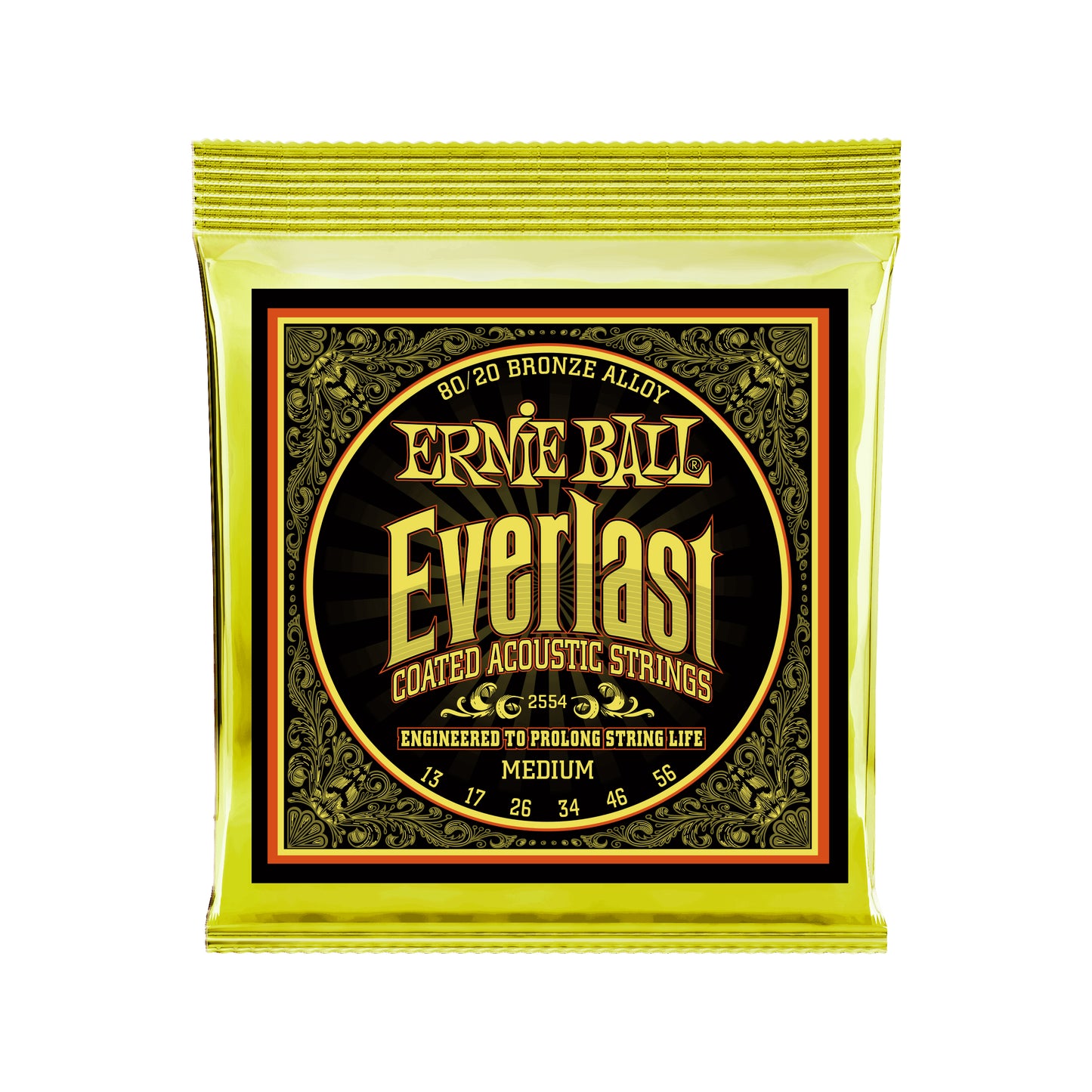 Ernie Ball Everlast Medium Coated 80/20 Bronze Acoustic Guitar Strings - 13-56