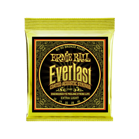 Ernie Ball Everlast Extra Light Coated 80/20 Bronze Acoustic - 10-50 Gauge
