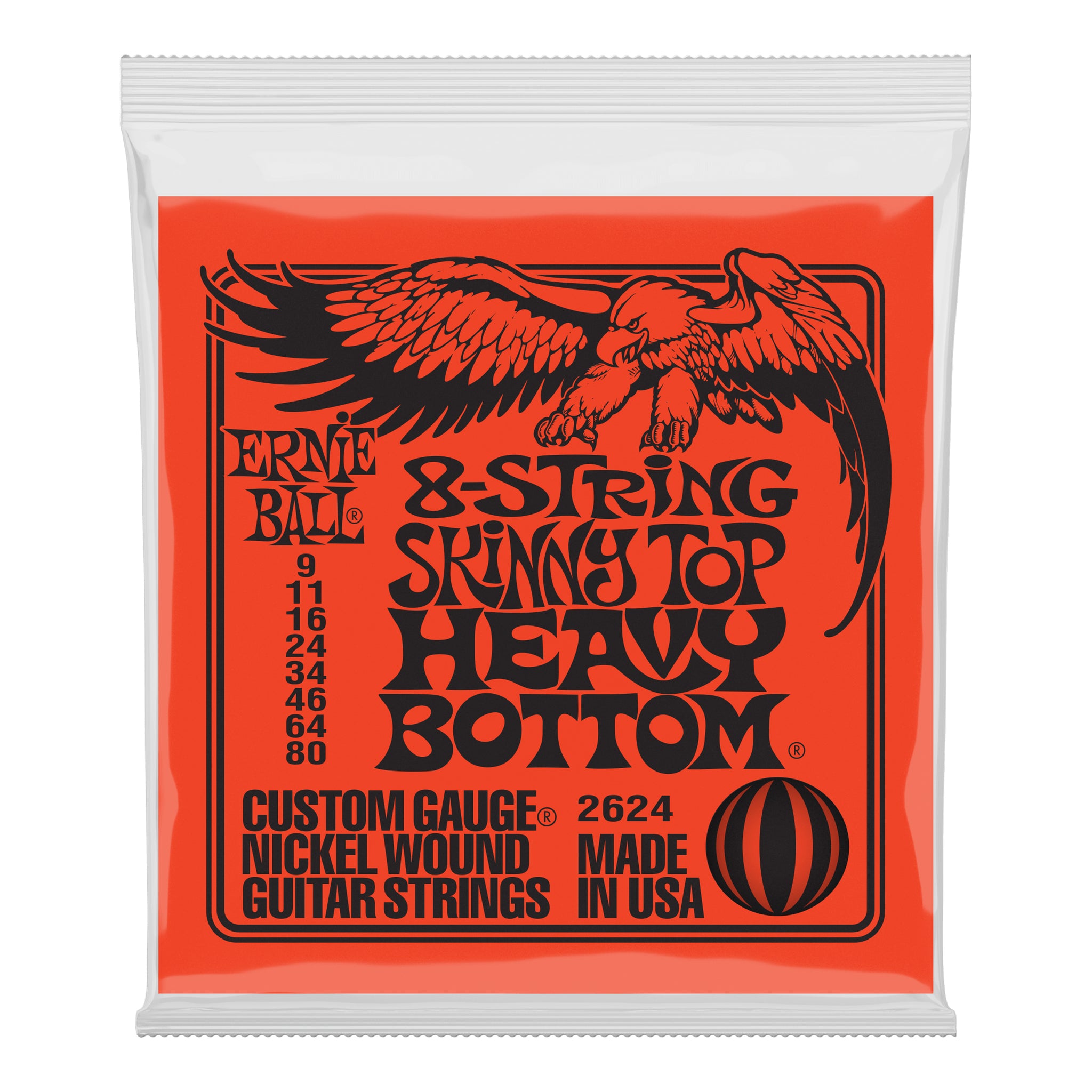 Ernie Ball Skinny Top Heavy Bottom Slinky 8-String Electric Guitar Strings  9-80