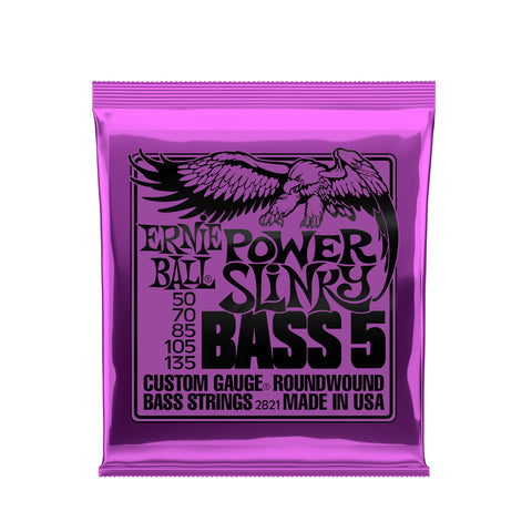 Ernie Ball Power Slinky 5-String Nickel Wound Electric Bass Strings - 50-135