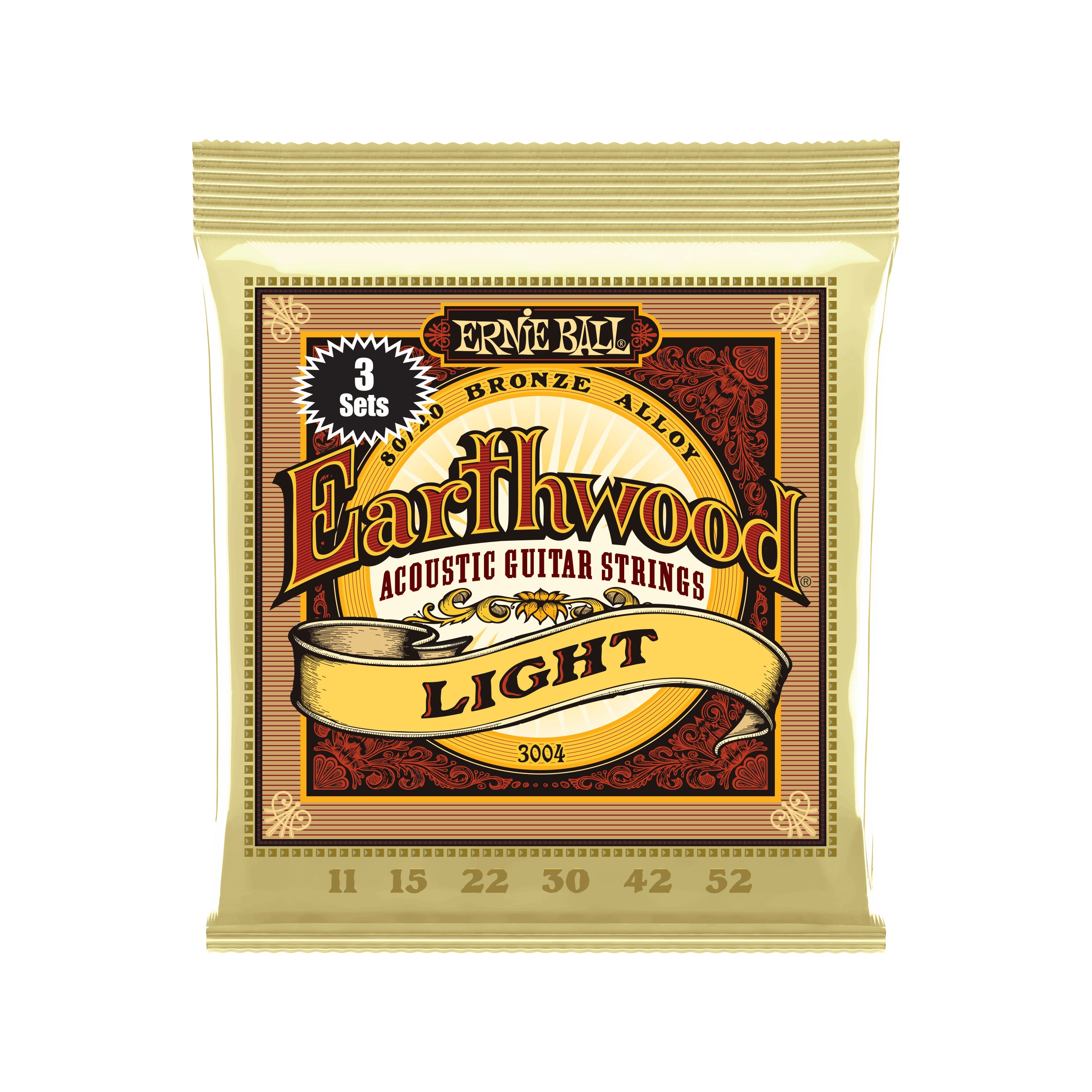 Ernie Ball Earthwood Light 80/20 Bronze Acoustic Guitar Strings 3-Pack - 11-52