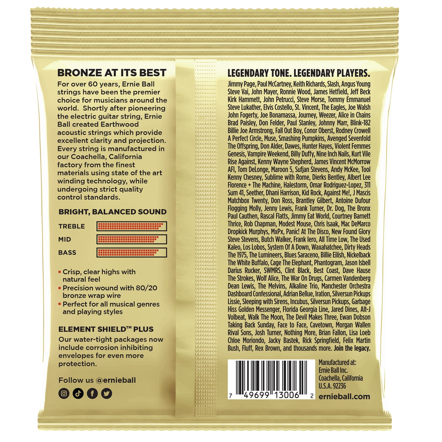 Ernie Ball Earthwood ExtraLight 80/20 Bronze Acoustic Guitar String 3-Pack 10-50