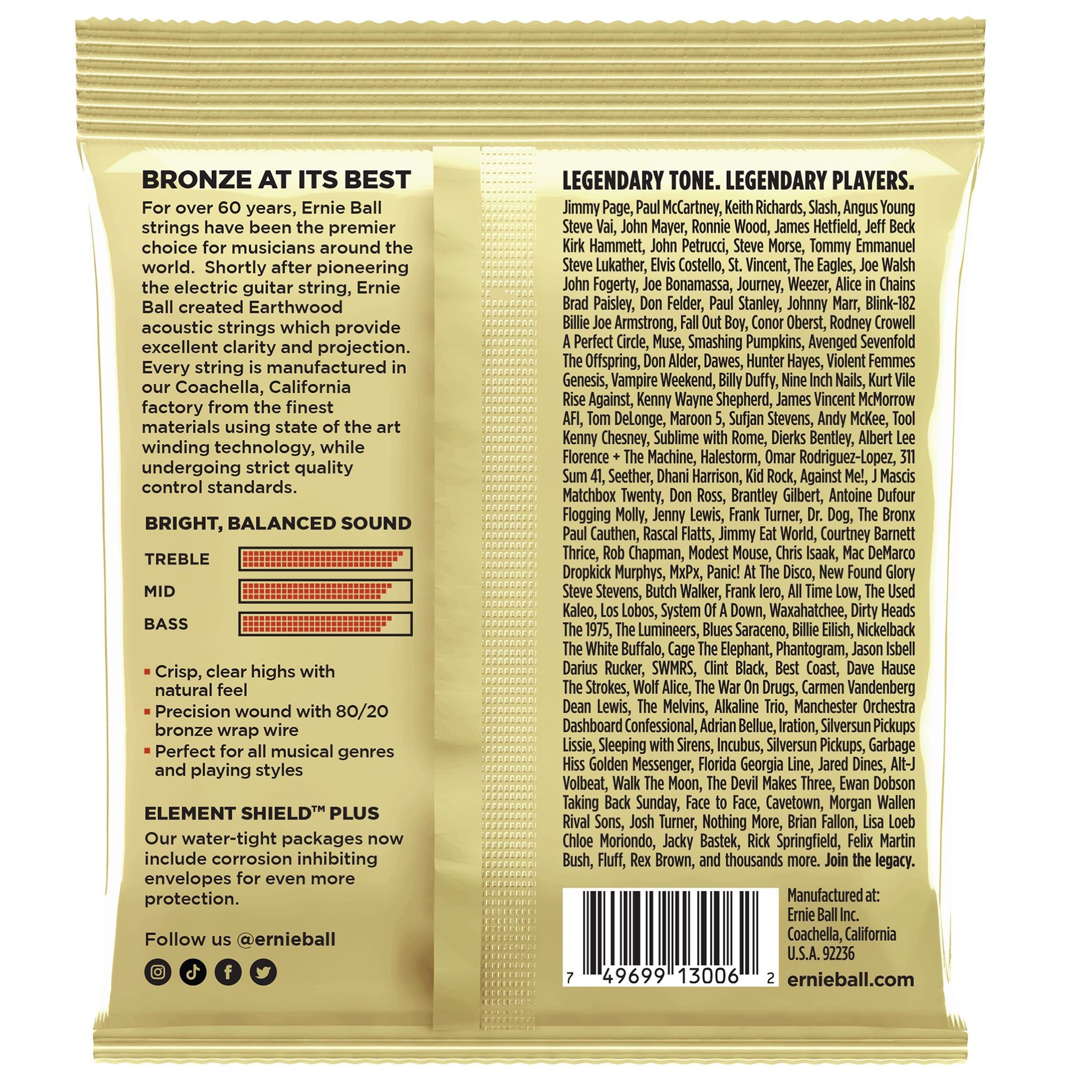 Ernie Ball Earthwood ExtraLight 80/20 Bronze Acoustic Guitar String 3-Pack 10-50
