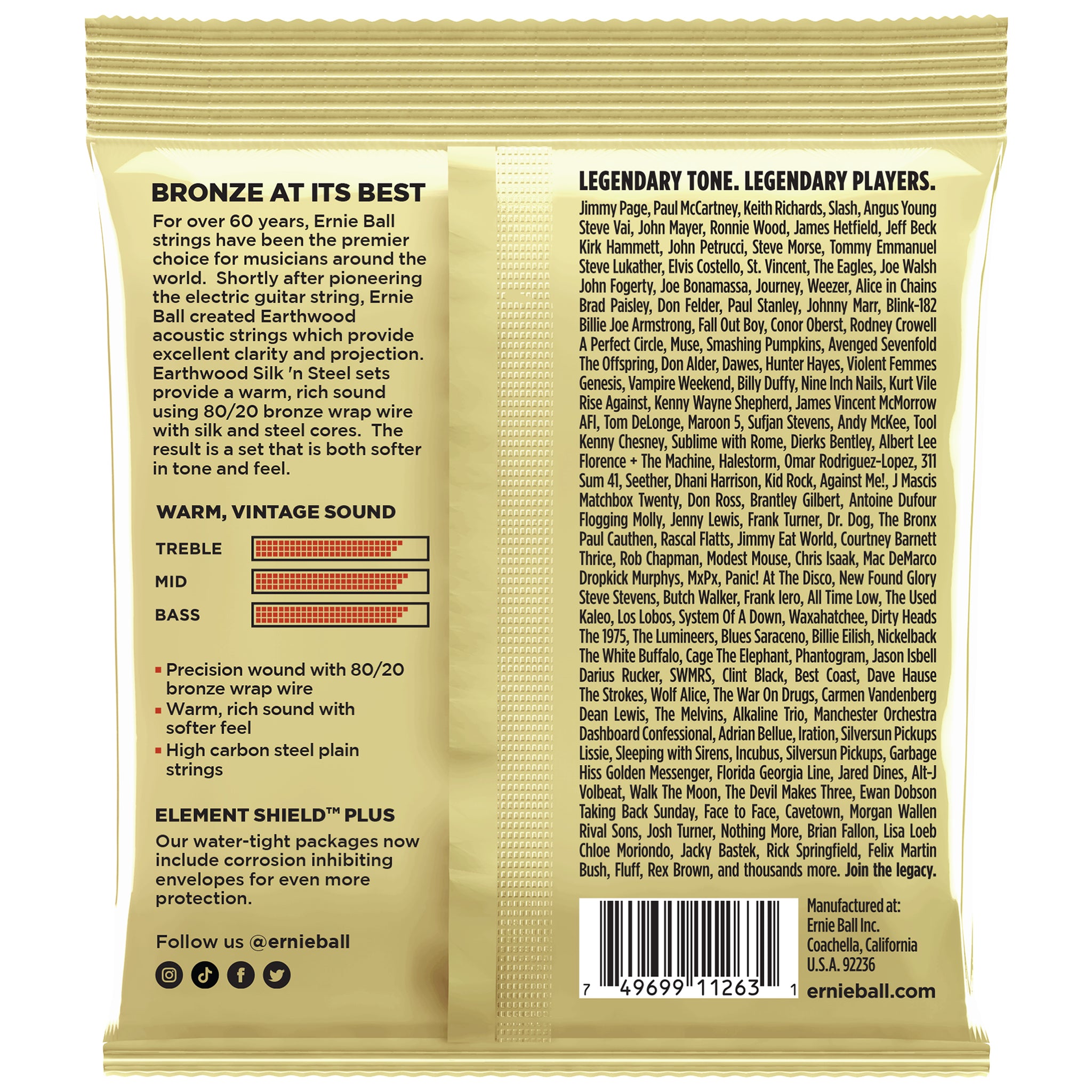 Ernie Ball Earthwood Silk Steel Extra Soft Acoustic Guitar Strings 3-Pack 10-50