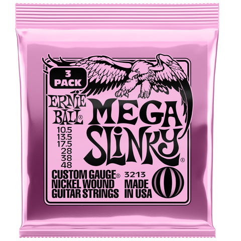 Ernie Ball Mega Slinky Nickel Wound Electric Guitar Strings 3 Pack - 10.5-48