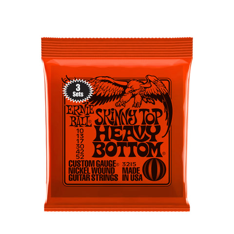 Ernie Ball Skinny Top Heavy Slinky Nickel Electric Guitar Strings 3 Pack 10-52