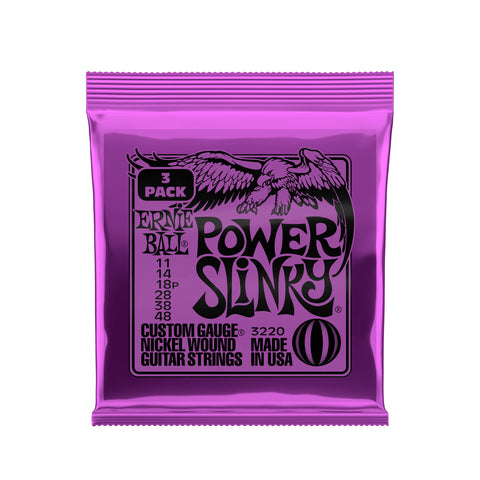 Ernie Ball Power Slinky Nickel Wound Electric Guitar Strings 3 Pack 11-48 Gauge