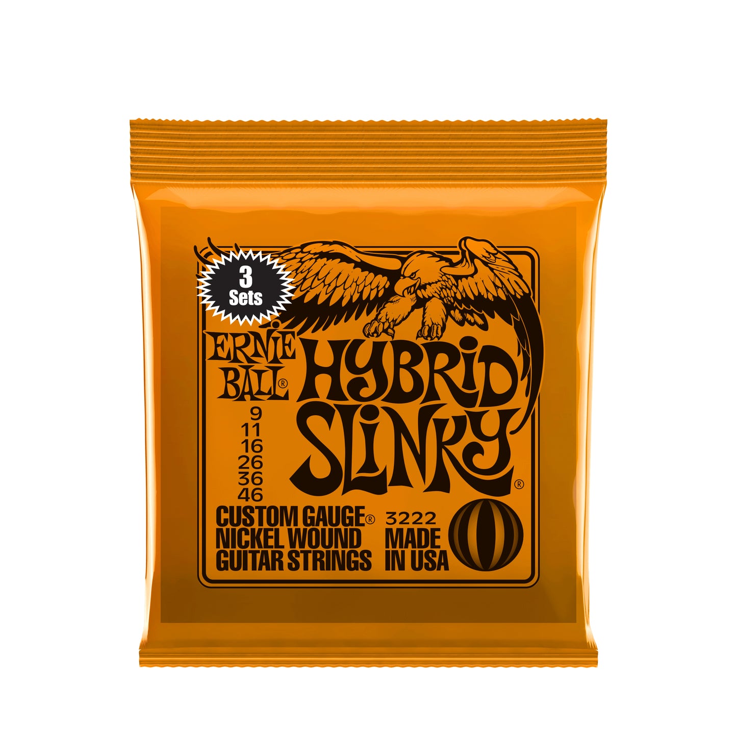 Ernie Ball Hybrid Slinky Nickel Wound Electric Guitar Strings 3 Pack - 9-46