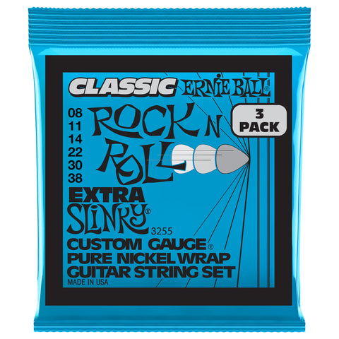 Ernie Ball Extra Slinky Classic Rock n Roll Nickel Electric Guitar String 3-Pack