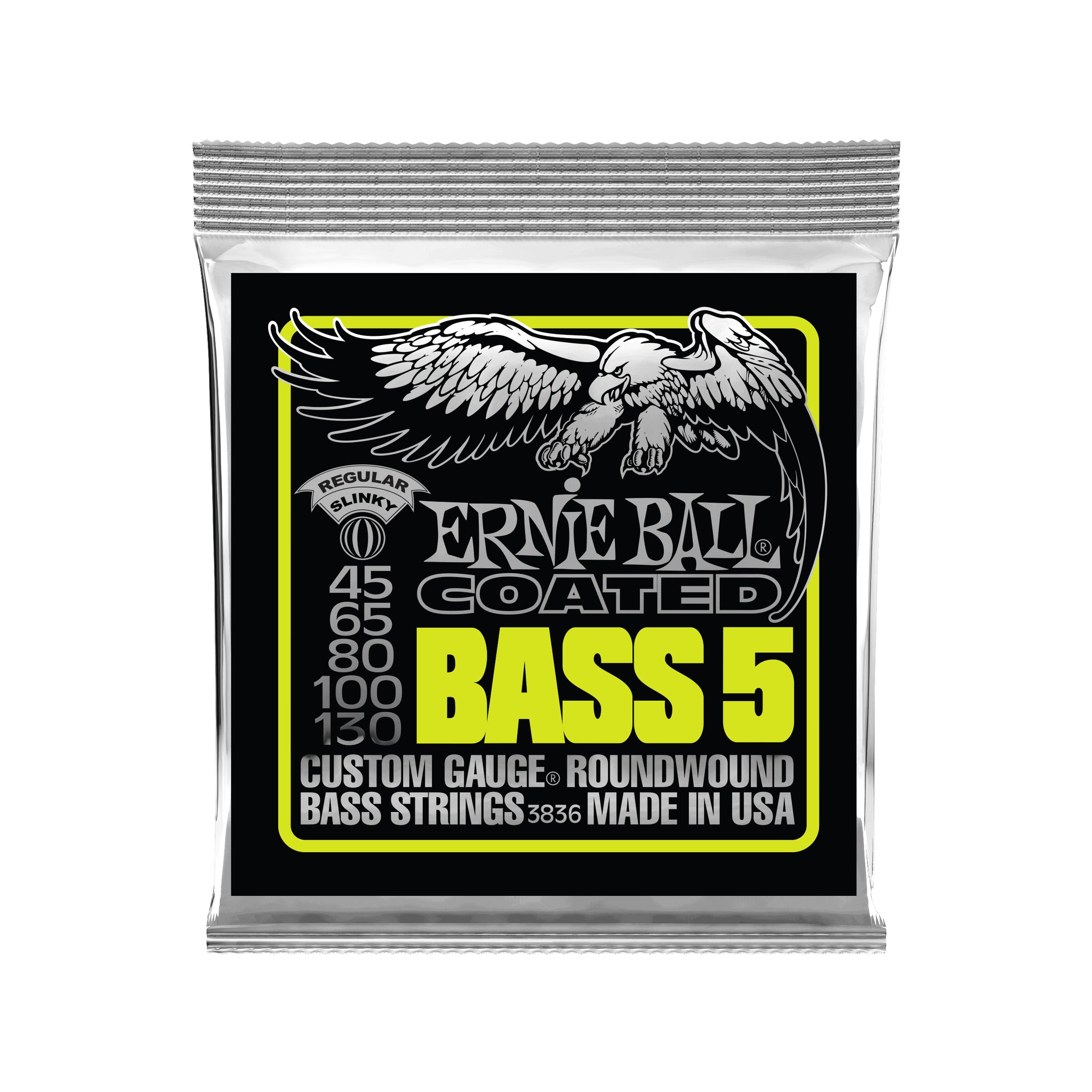 Ernie Ball Bass 5 Slinky Coated Electric Bass Strings - 45-130 Gauge