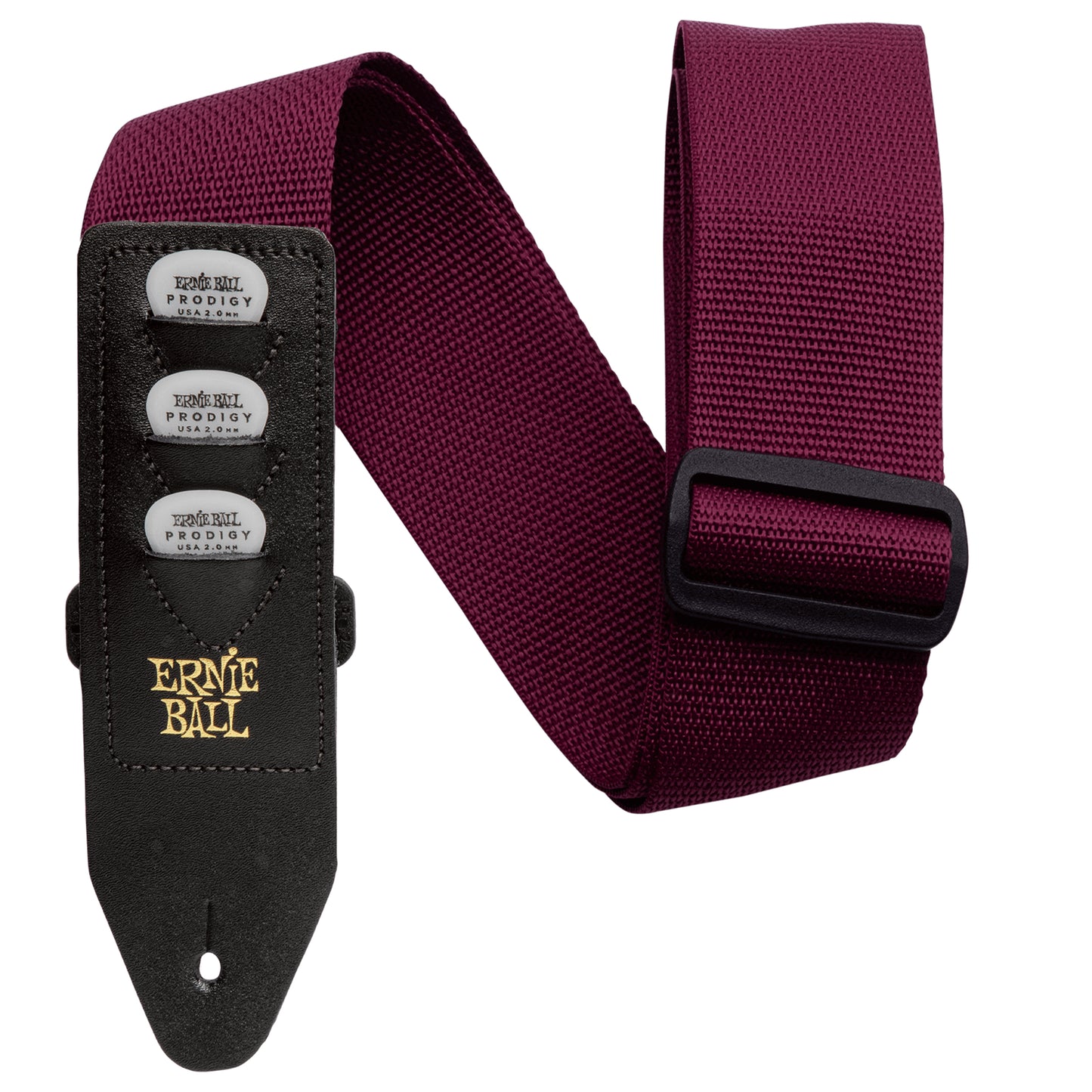 Ernie Ball Burgundy Pickolder Polypro Strap  