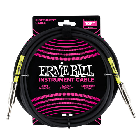 Ernie Ball 10' Straight / Straight Instrument Cable - Black