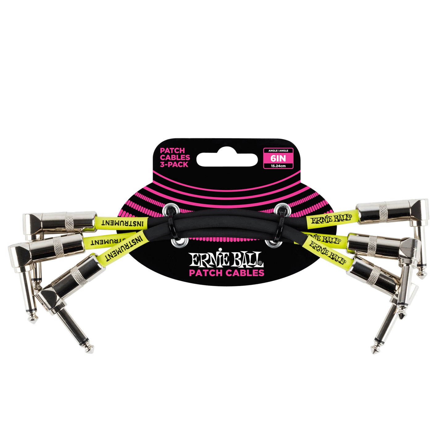 Ernie Ball 6" Angle / Angle Patch Cable 3-Pack - Black
