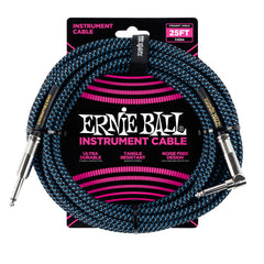 Ernie Ball 25' Braided Straight / Angle Instrument Cable - Black / Blue