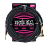 Ernie Ball 18' Braided Straight Angle Instrument Cable Black w/Gold Connectors