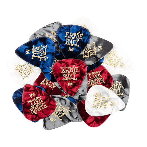 Ernie Ball Medium Assorted Color Pearloid Cellulose Picks bag of 144