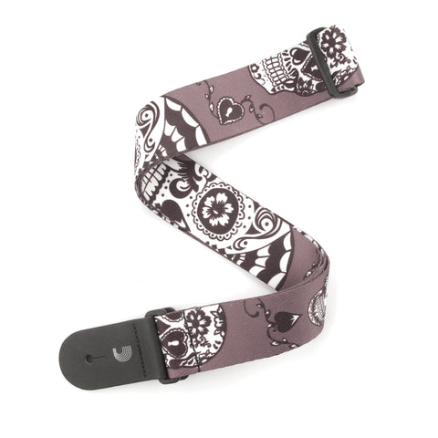 D'Addario 2" Woven Guitar Straps, Sugar Skulls - Black