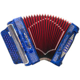 Polverini 34 Button 12 Bass 3 Switches Button Accordion EAD Blue