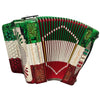 Polverini 34 Button 12 Bass 3 Switches Button Accordion FBE Red, White and Green