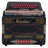 Polverini 34 Button 12 Bass 3 Switches Button Accordion GCF Black and Red