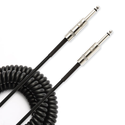 D'Addario Custom Series Coiled Instrument Cable, Black, 30 Feet