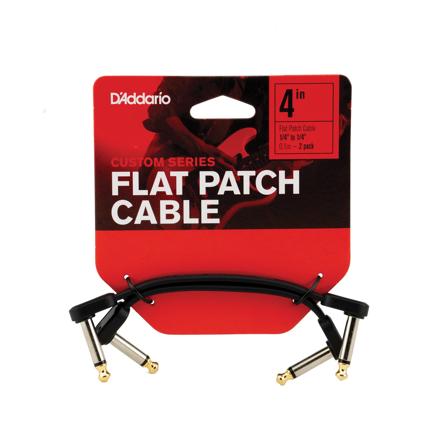 D'Addario Flat Patch Cable, 4in Right Angle, Twin Pack