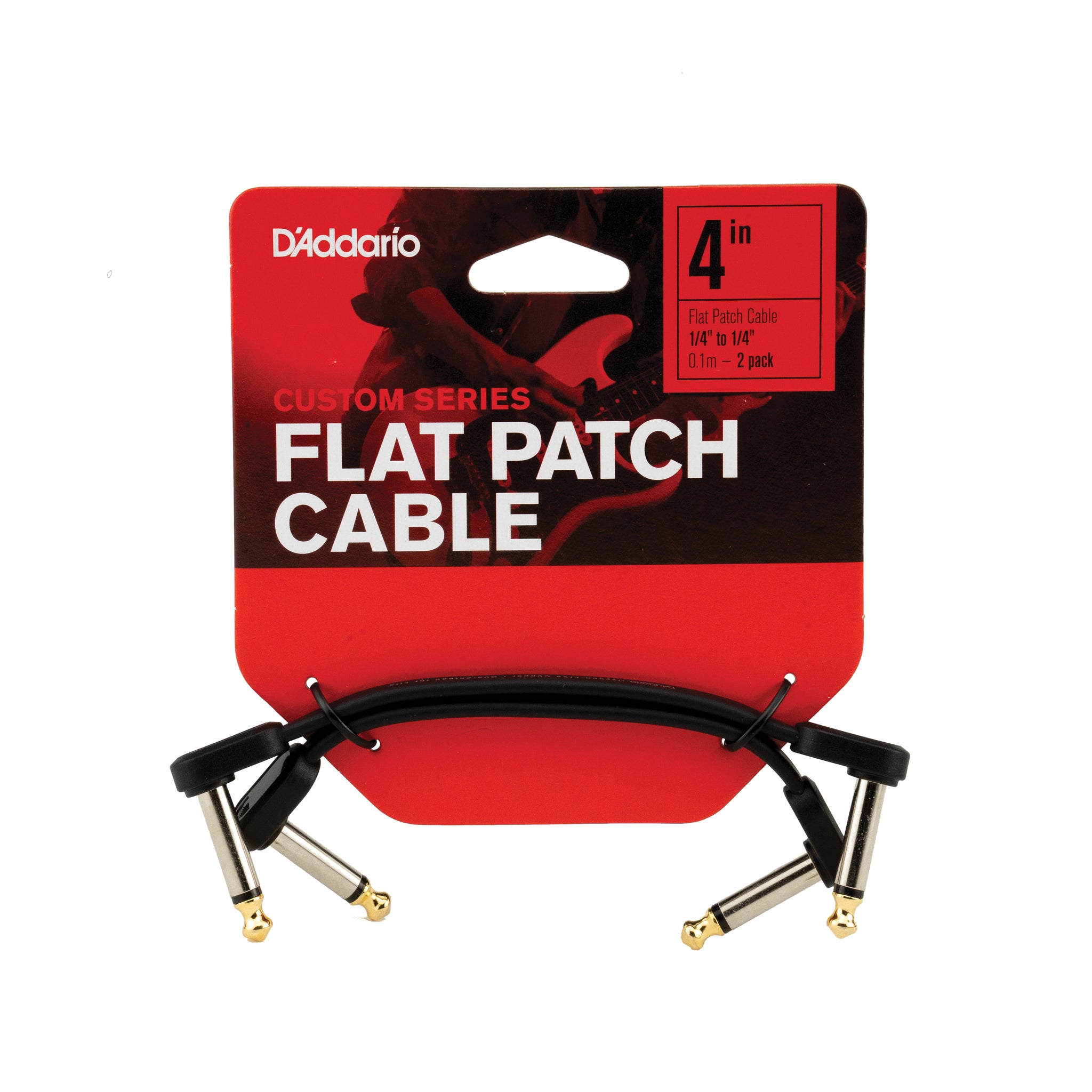 D'Addario Flat Patch Cable, 4in Right Angle, Twin Pack