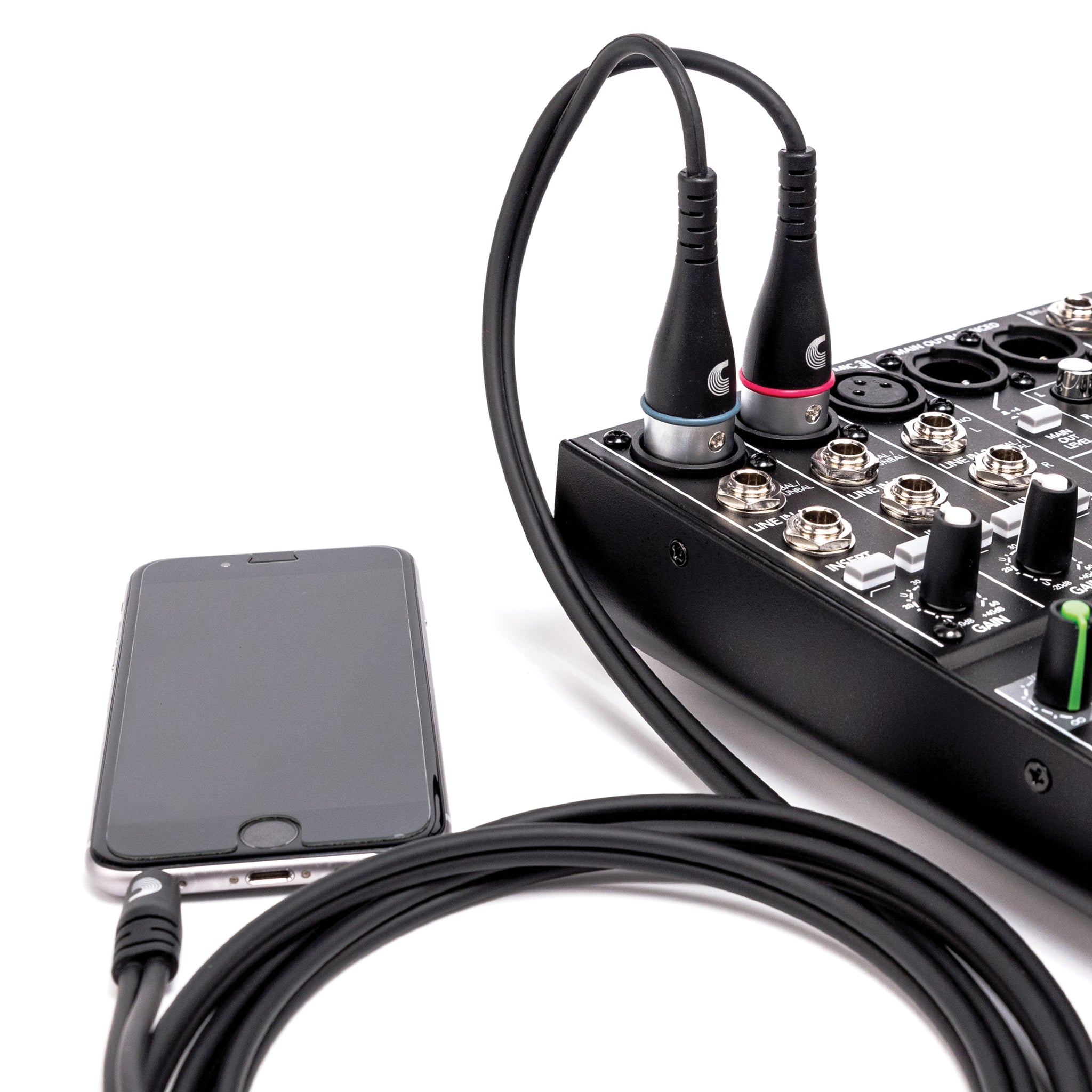 D'Addario Custom Series 1/8” to Dual  XLR Audio 6 ft Cable