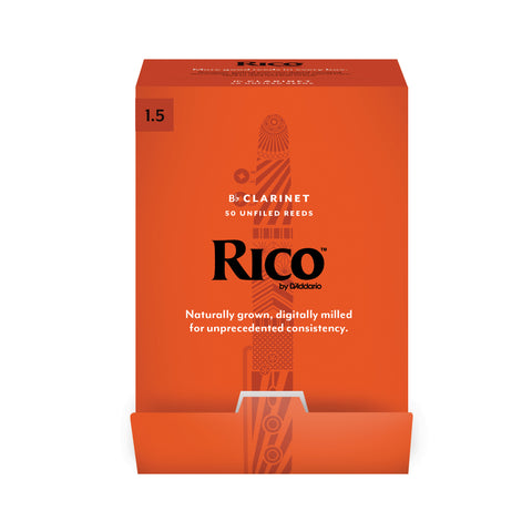 Rico by D'Addario Bb Clarinet Reeds, Strength 1.5, 50-pack