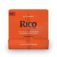 Rico by D'Addario Bb Clarinet Reeds Size 2.0, 25-Count Single Reeds