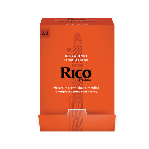 Rico by D'Addario Bb Clarinet Reeds, Strength 2, 50-pack