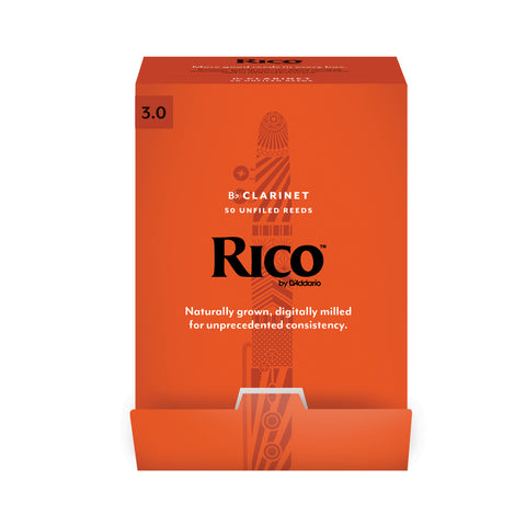Rico by D'Addario Bb Clarinet Reeds, Strength 3.0, 50-pack