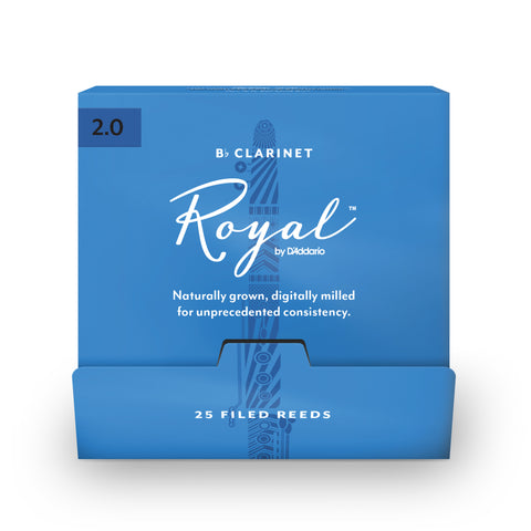 Royal by D'Addario Bb Clarinet Reeds Size 2.0, 25-Count Single Reeds