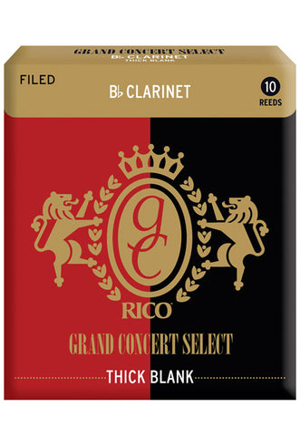 Rico Grand Concert Select Thick Blank Clarinet Reeds, Filed, Strength 4.5, 10-pack