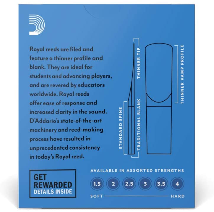 Rico Royal Soprano Saxophone Reeds, Strength 1.5, 10-pack