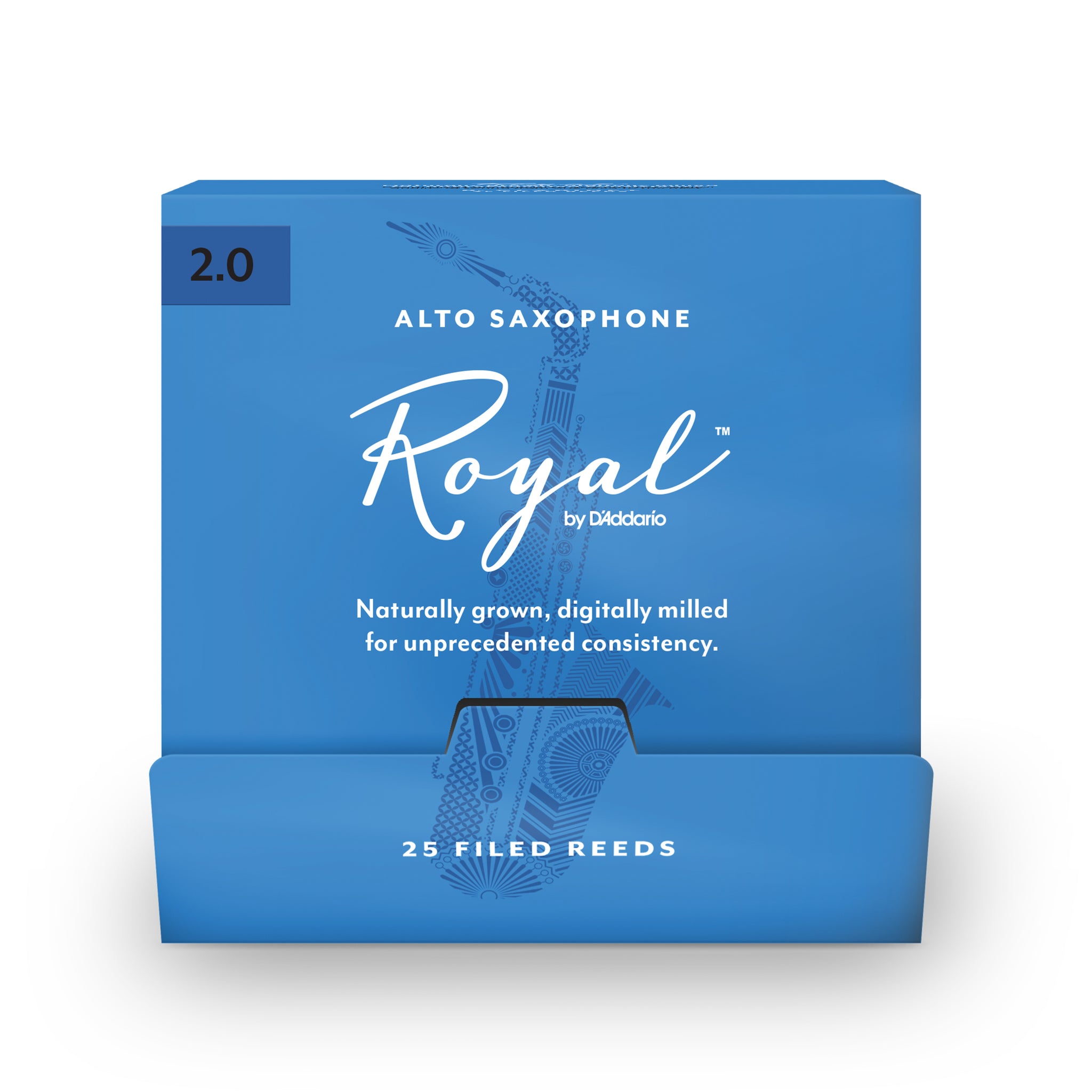 Royal by D'Addario Alto Saxophone Reeds Strength 2.0, 25-Count Single Reeds