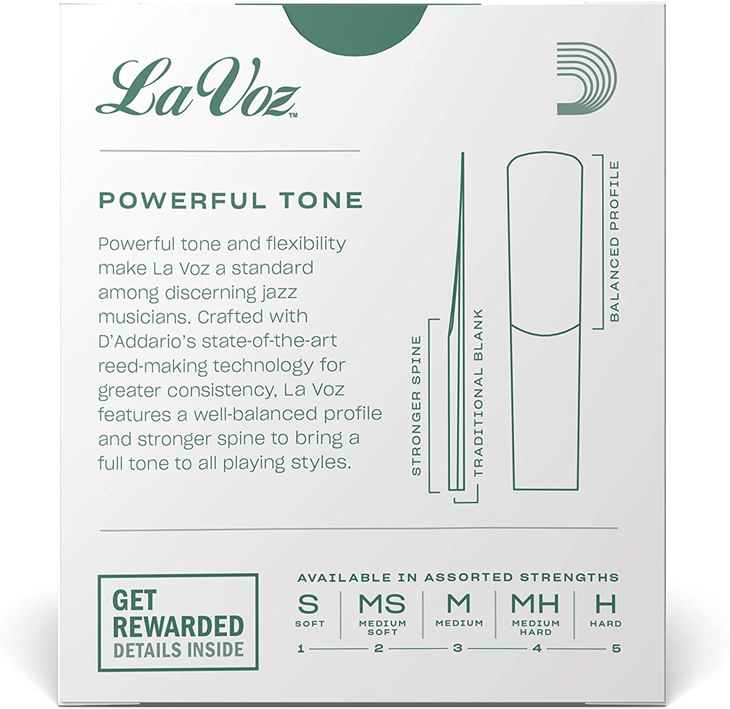 La Voz Alto Saxophone Reeds, Strength Medium-Soft, 10-pack