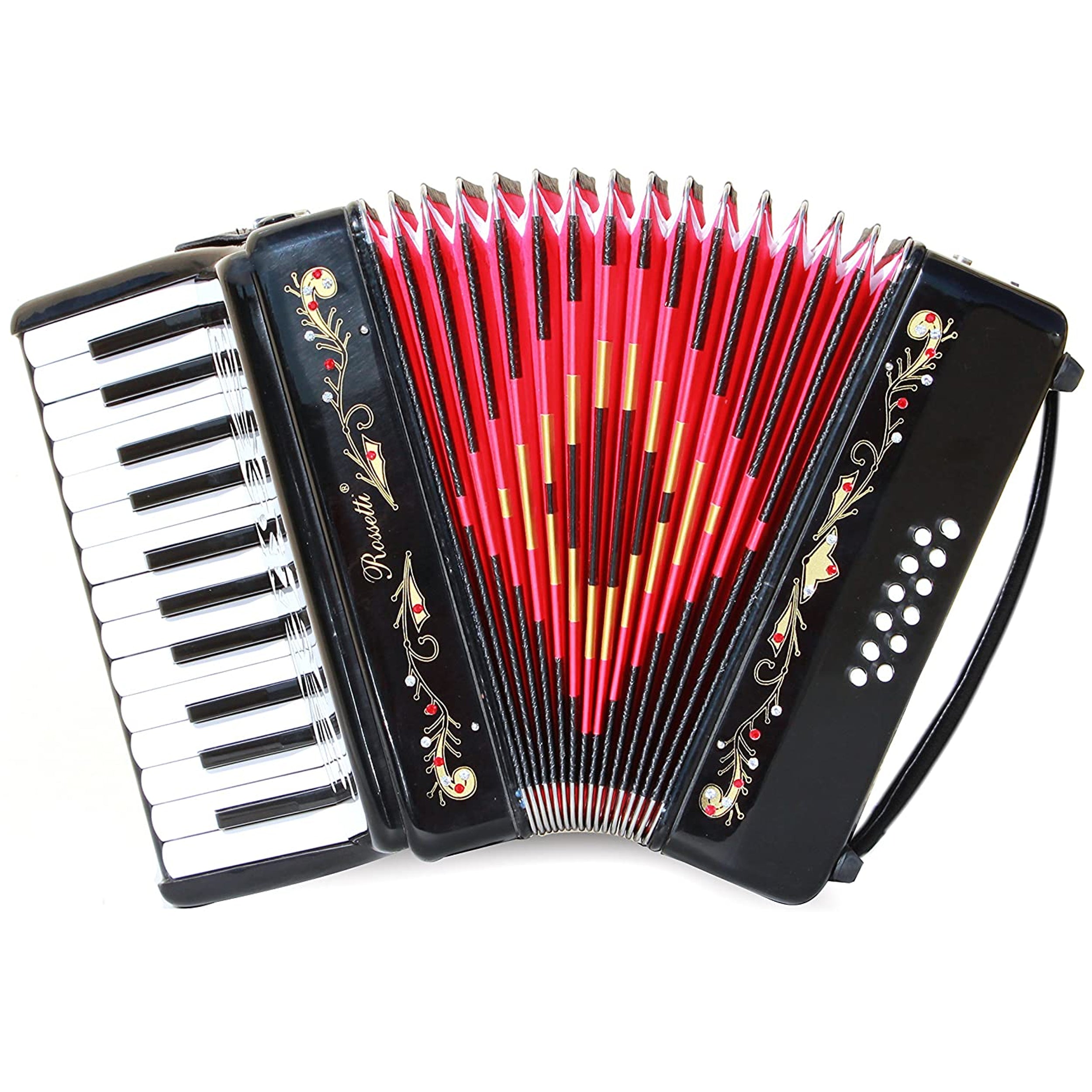 Rossetti Beginner Piano Accordion 12 Bass 25 Keys Black