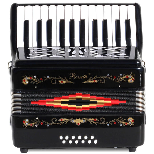 Rossetti Beginner Piano Accordion 12 Bass 25 Keys Black