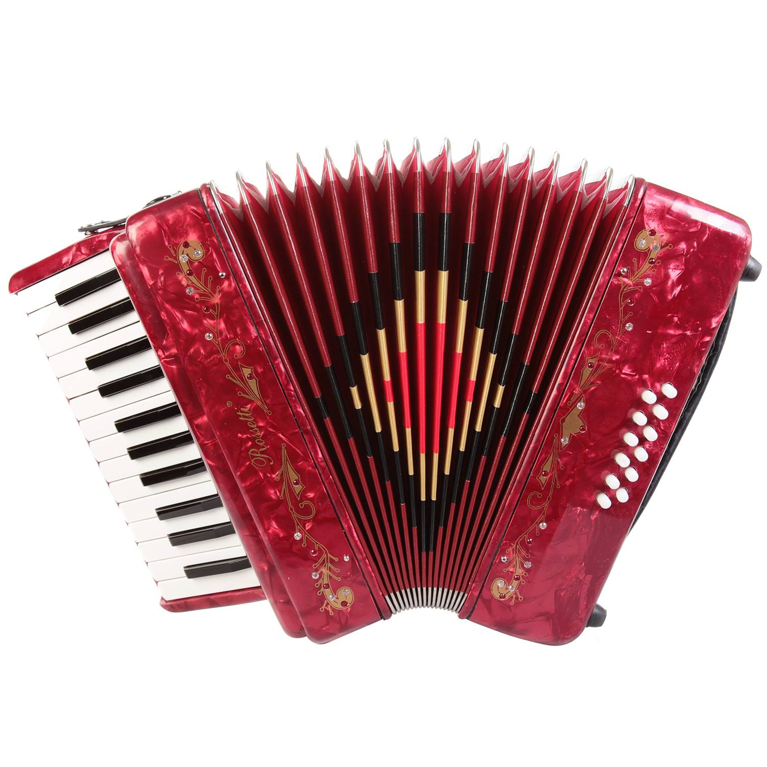 Rossetti Beginner Piano Accordion 12 Bass 25 Keys Red