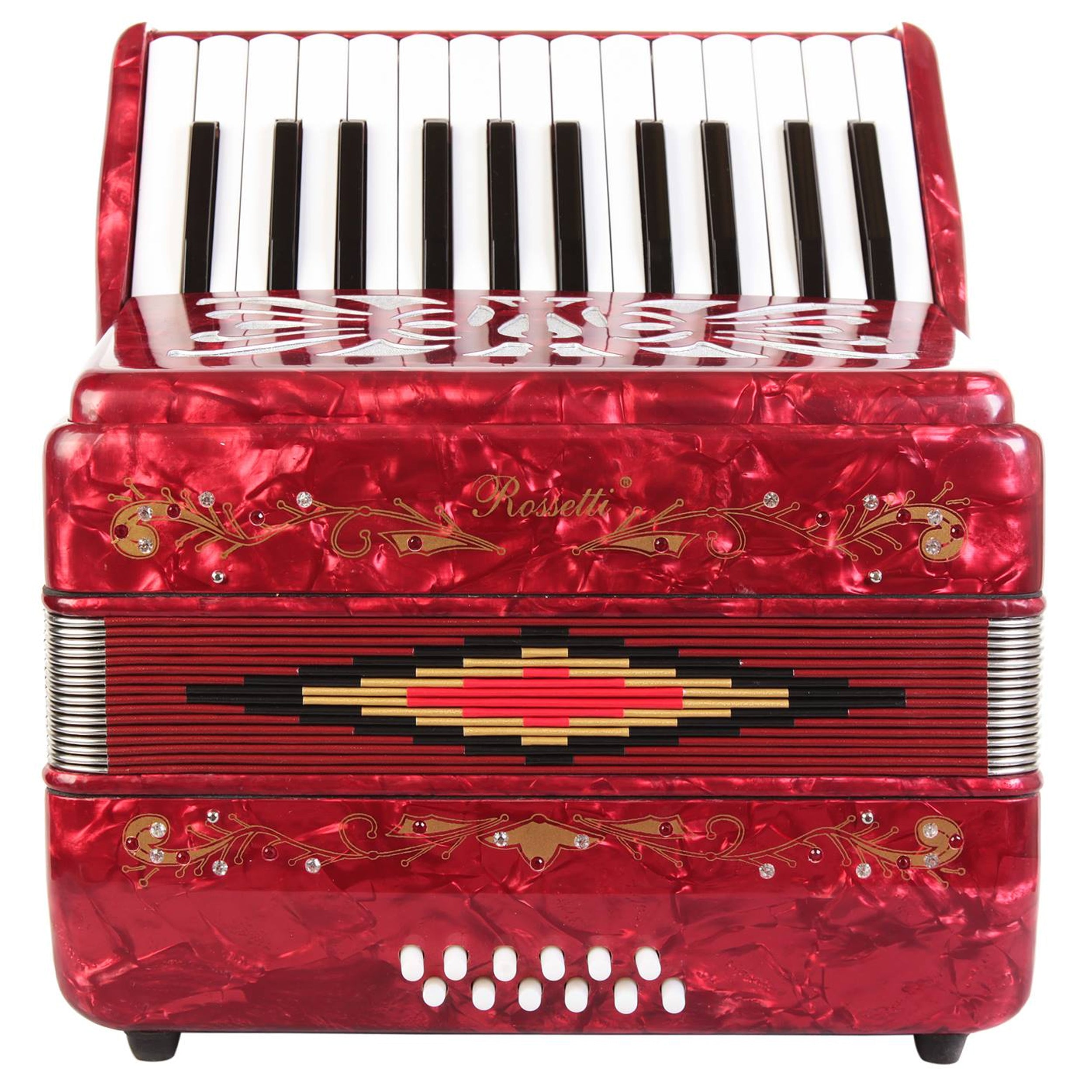 Rossetti Beginner Piano Accordion 12 Bass 25 Keys Red