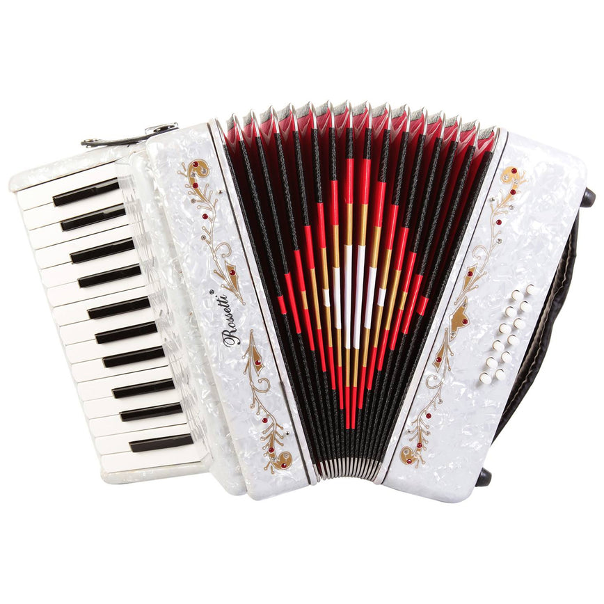 Rossetti Beginner Piano Accordion 12 Bass 25 Keys White