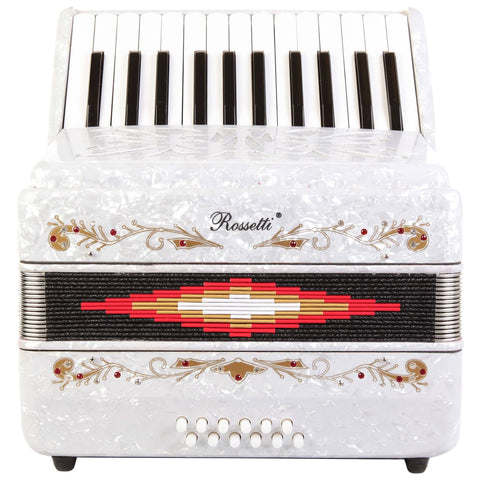 Rossetti Beginner Piano Accordion 12 Bass 25 Keys White