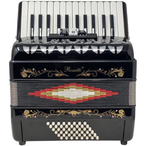 Rossetti Piano Accordion 48 Bass 26 Keys 3 Switches Black