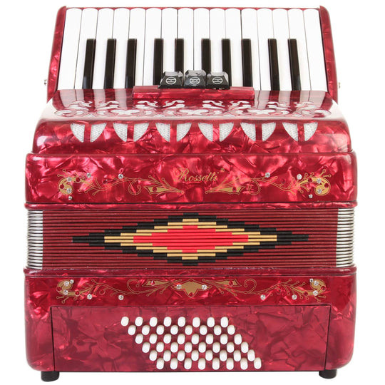 Rossetti Piano Accordion 48 Bass 26 Keys 3 Switches Red