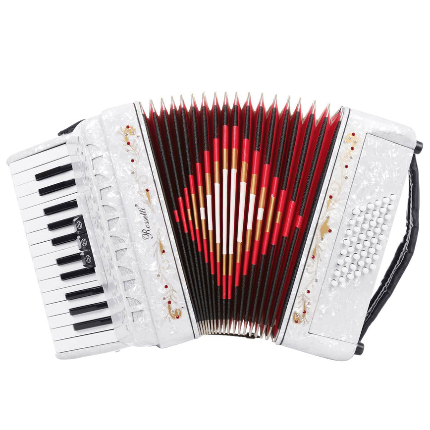 Rossetti Piano Accordion 48 Bass 26 Keys 3 Switches White