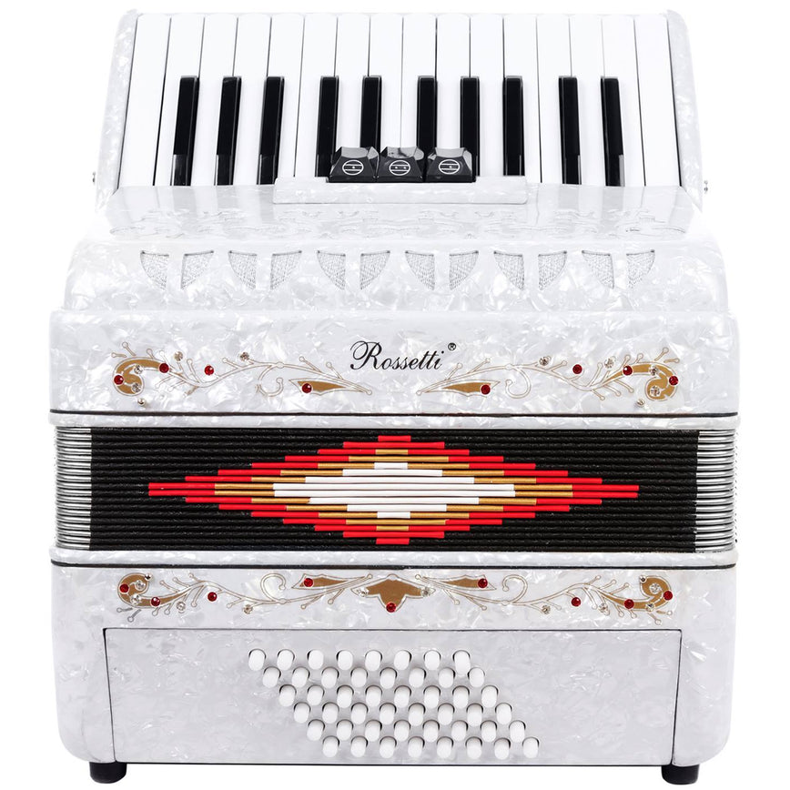 Rossetti Piano Accordion 48 Bass 26 Keys 3 Switches White